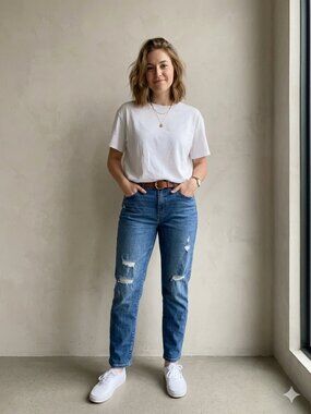 Levi's Women's Size 33 Medium Wash Distressed Boyfriend Jeans